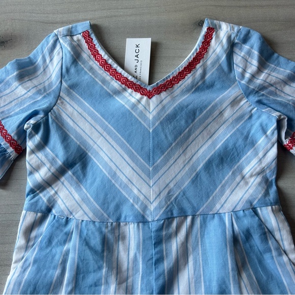NWT Janie & Jack Blue Striped Romper with Red Accents - Picture 2 of 4